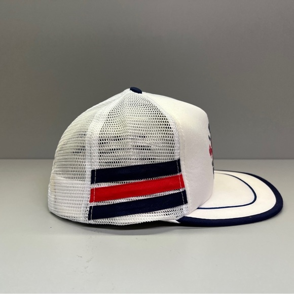 Vintage 3 Stripe I Rode For Canada White Blue Red Snap Back Trucker Mesh Foam - Picture 4 of 9